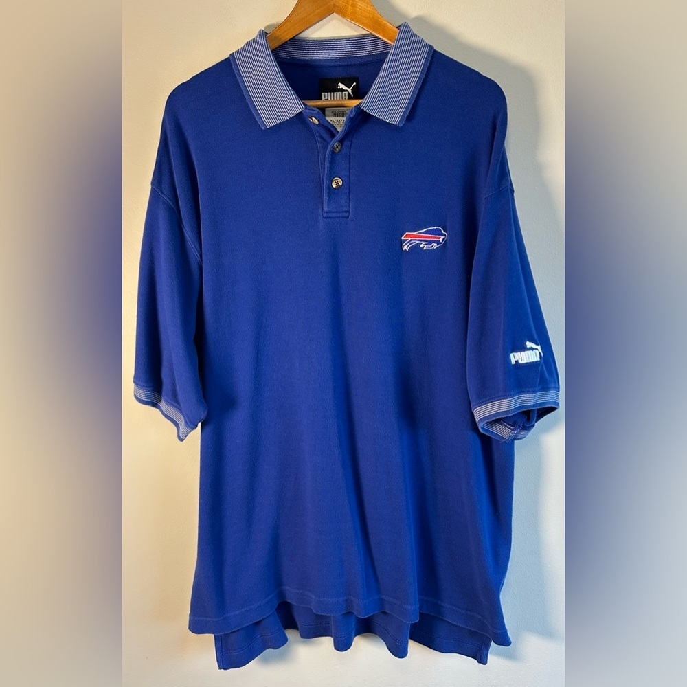 Puma NFL Buffalo Bills Polo Shirt Men's Size XL Blue Vintage Y2K Cotton